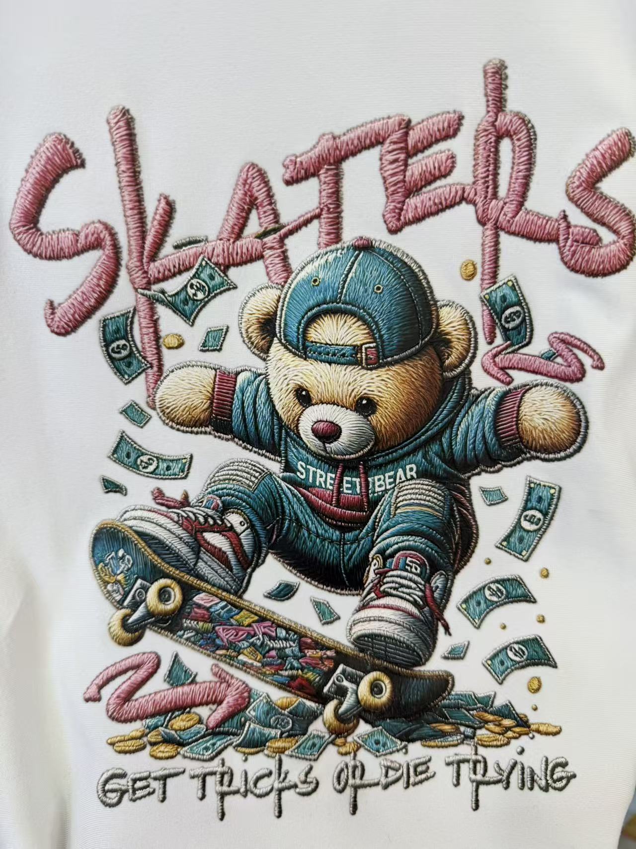 Textured heat transfer printing - street bear design