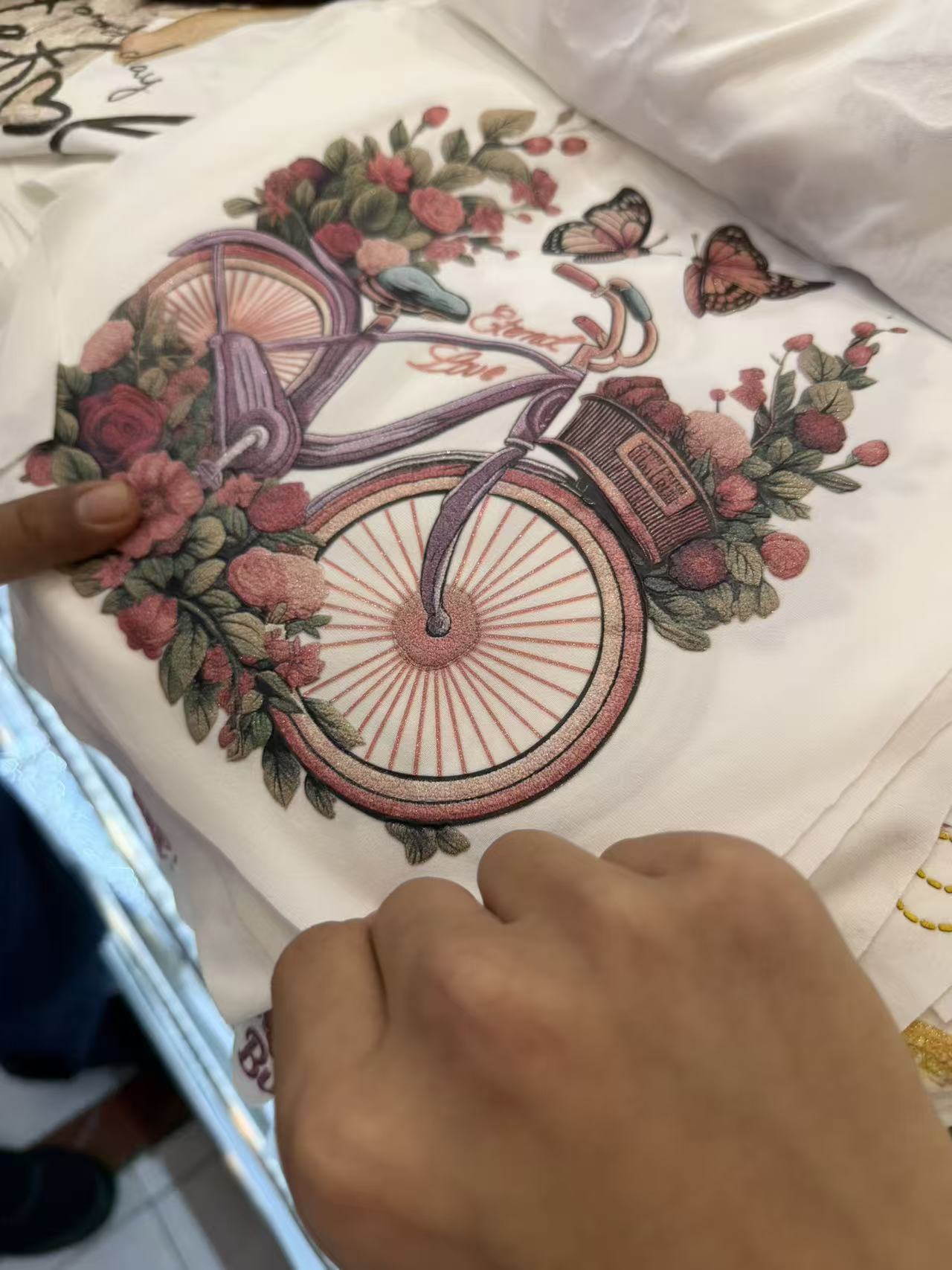 Sparkle floral vintage bicycle rose print