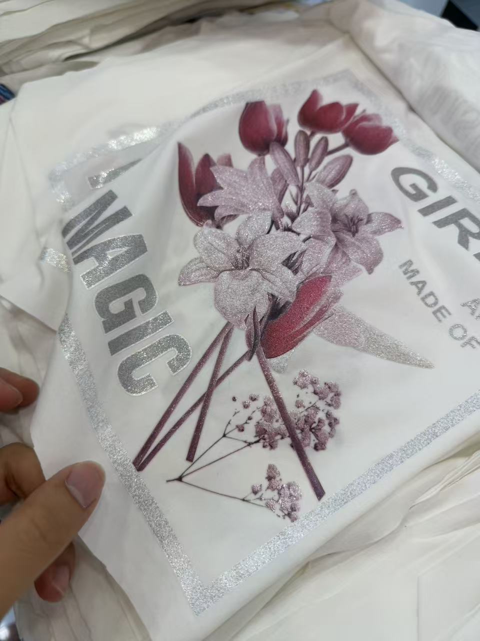 Magic girl silver floral print
