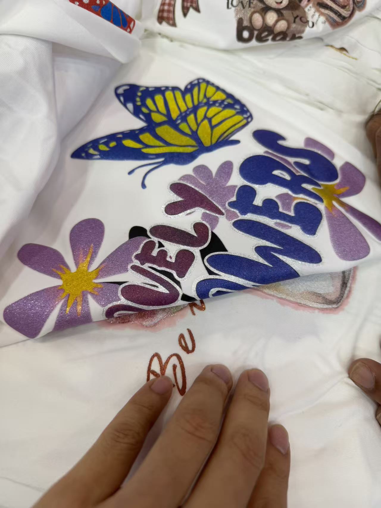 Butterfly violet glitter print