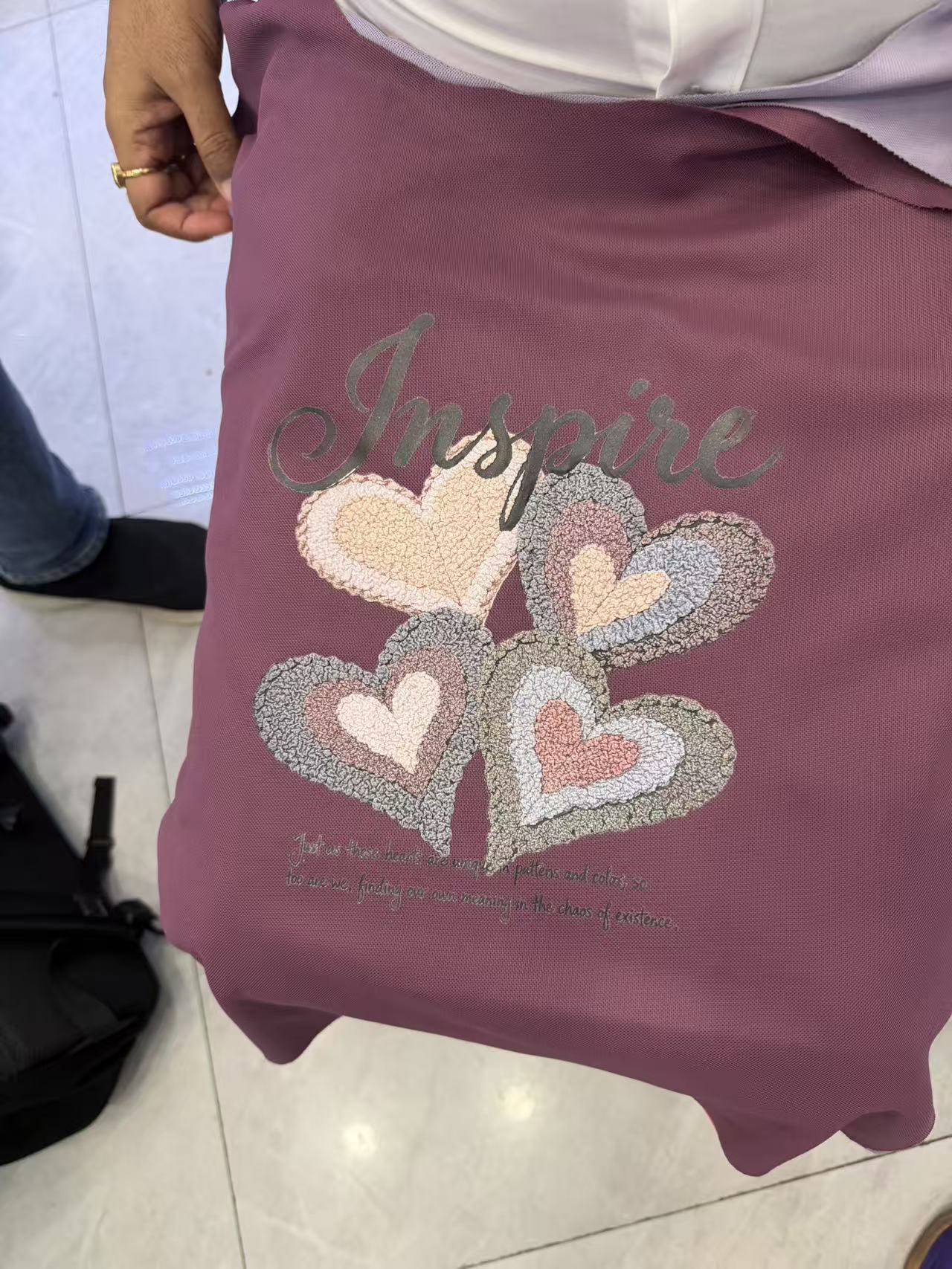 Inspire heart embroidery apparel